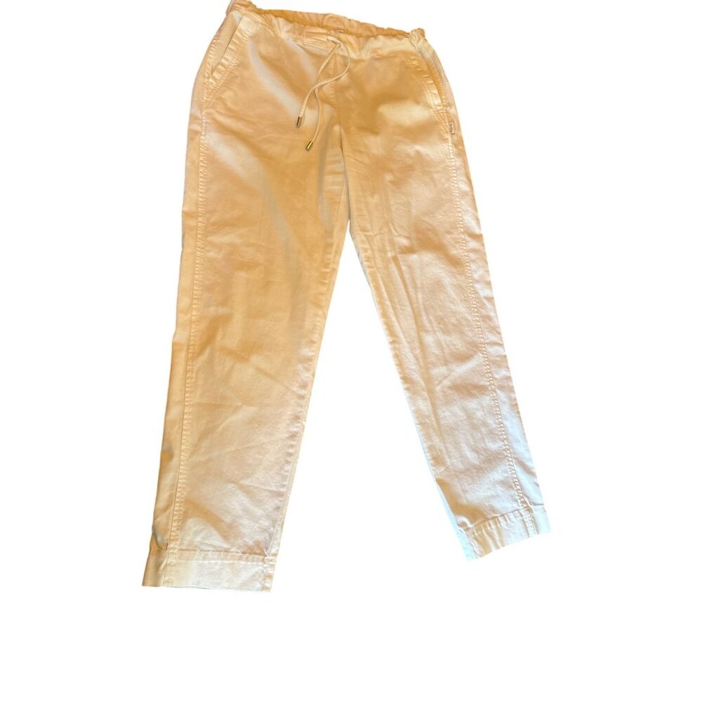 MaxMara Leisure White Cotton-Blend Elastic Waist Drawstring Pants M Casual Fit